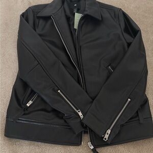 Men's Black faux Leather Jacket H&M BRAND NEW MENS SIZE MEDIUM